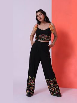 The House of She’s by Divya Gupta - Feisty The Tassels Bustier Black Top with Pant Co-Ord's