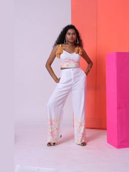 The House of She’s by Divya Gupta - Feisty The Tassels Bustier White Top With Pant Co-Ord's