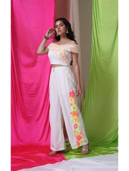 The House of She’s by Divya Gupta - Dusk Till Dawn The Embossed Draped White Co-Ord's