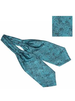The Tie Hub - Paisley Aqua Blue Microfiber Cravat and Pocket Square Combo