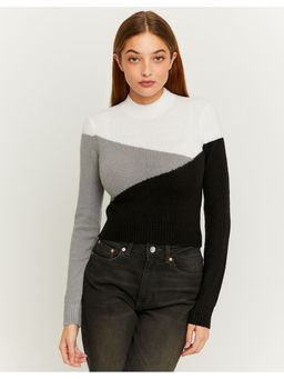 TALLY WEiJL - Color Block Cropped Sweater