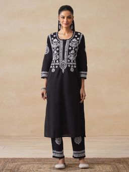 House of Chikankari - Chikankari Woven Kurta Set