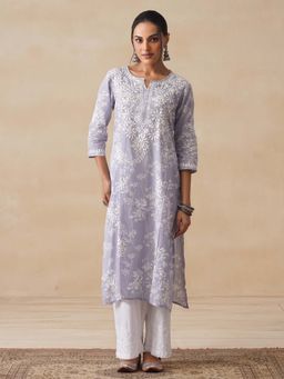 House of Chikankari - Chikankari Printed Long Kurta