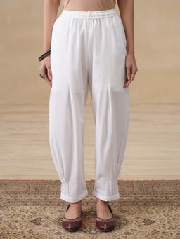 House of Chikankari - Womens Woven Cotton Salwar Pant-White