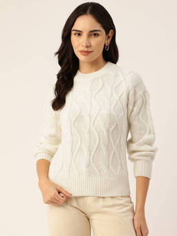 KOTTY - White Sweater Relaxed Fit for Winter