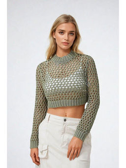 KOTTY - Green Womens Knitted Soft Stylish Sweater
