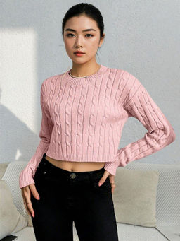 KOTTY - Pink Womens Knitted Soft Stylish Sweater