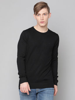 LINDBERGH - Black Solid Round Neck Sweater