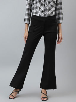 Latin Quarters - Women Black Casual Solid High Rise Flared Pant