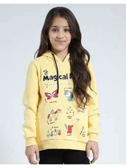 Monte Carlo - Girls Printed Yellow Hoodie