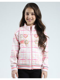 Monte Carlo - Girls Pink Printed Mock Neck Sweatshirt