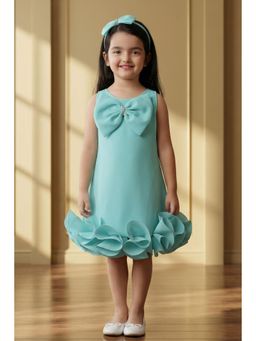 Lagorii - Girls Sea Green Bow Detail Party Dress