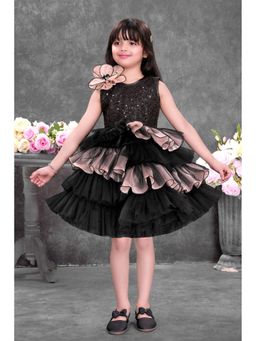 Lagorii - Girls Black Sequin Bodice and Layered Ruffles Party Wear Dress