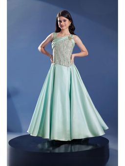 Lagorii - Girls Sea Green Sequin Embellished Gown Dress