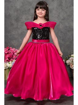 Lagorii - Girls Pink Sequin Princess Party Wear Gown Dress