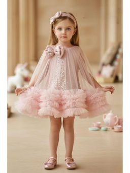 Lagorii - Girls Peach Sequin Cape Style Party Dress