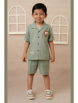 Little Collars - Boys Green Lion Co-Ord Set