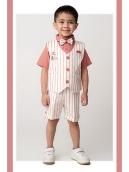 Little Collars - Boys Rust Pure Cotton Striped Co-Ord Set