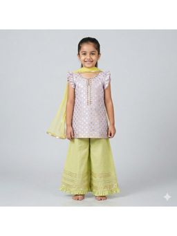 Tiny Pants - Girls Lavender Kurta with Sharara and Dupatta