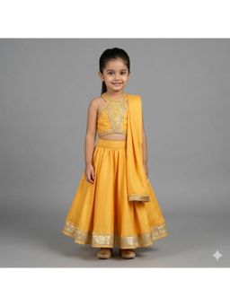 Tiny Pants - Girls Yellow Lehenga with Choli and Dupatta