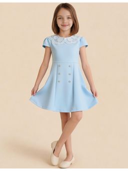 U.S. POLO ASSN. - Girls Blue Cut and Sew A-Line Dress