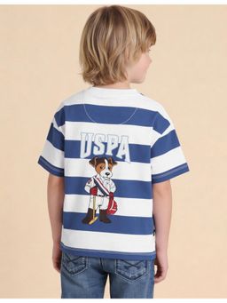 U.S. POLO ASSN. - Boys Blue Horizontal Striped Oversized Fit T-shirt
