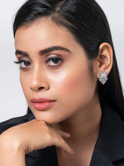 Putstyle - Square Marquis American Diamond Earring- White