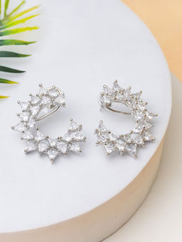 Putstyle - Ear Wrap Style American Diamond Hoop Earrings - White