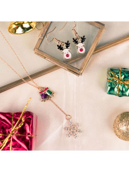 Arendelle - Christmas Bell and Snowflake Pendant Reindeer Earrings Set