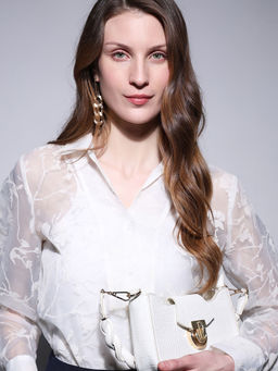VERO MODA - White Floral Sheer Shirt