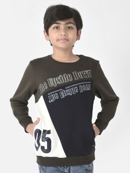 CRIMSOUNE CLUB - Boys Olive Green Upside Down Sweatshirt