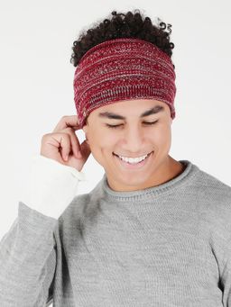 Bharatasya - Heathered Knit Woolen Headband Earwarmer Maroon