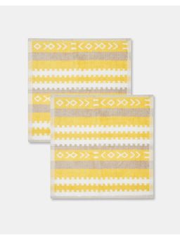 Fabindia - Yellow Haseena Cotton Woven Pile Face Towel, Pack of 2 (S)