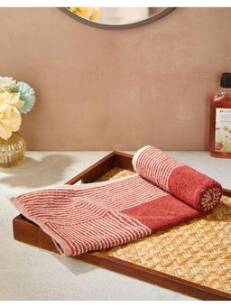 Fabindia - Red Ladder Stripe Woven Cotton Hand Towel (S)