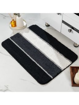 Saral Home - TRIS Soft Thick Anti-Skid Bath Mats Stripe - Black