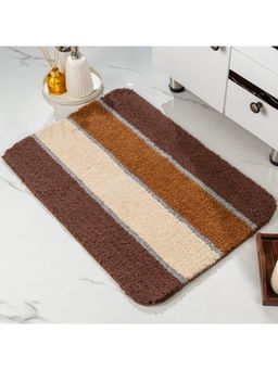 Saral Home - TRIS Soft Thick Anti-Skid Bath Mats Stripe - Brown