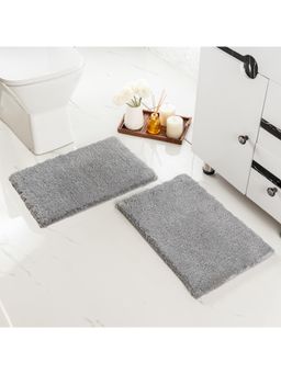 Saral Home - GIA Soft Microfiber Non Slip Fluffy Bath Mats Pack of 2 Solid - Grey