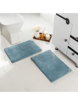 Saral Home - GIA Soft Microfiber Non Slip Fluffy Bath Mats Pack of 2 Solid - Blue