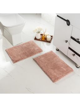Saral Home - GIA Soft Microfiber Non Slip Fluffy Bath Mats Pack of 2 Solid - Pink