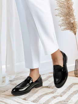 Carlton London - Men'S Patent Textured Penny Loafer