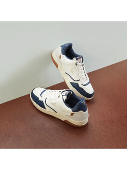 Pepe Jeans - Men’s PU and Suede Leather Retro Sneakers - White