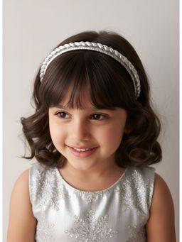 Choko - Girls Christmas Silver Braided Metallic Design Hair Band (4-7 Years)