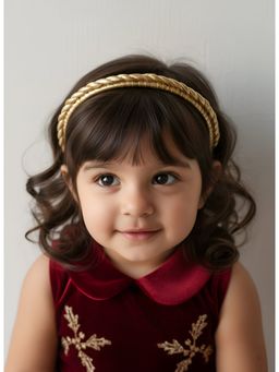 Choko - Girls Christmas Gold Braided Metallic Design Hair Band (4-7 Years)