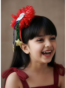 Choko - Christmas Girls Hairband, Santa Claus with Glitter Ribbons, Holiday Party Xmas Accessory - Red (4-7 Years)