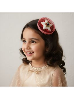 Choko - Girls Christmas Hair Clip - Sparkling Star Accessory for Kids, in Santa Red (3-12 Years)