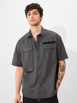 The Souled Store - Solid Moon Grey Oversized Shirts