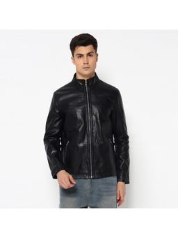 MaheTri - Men's Sleek Black Leather Jacket