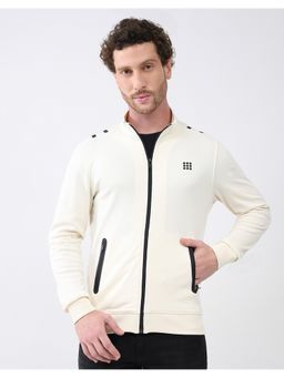 Rock.it - Men White Regular Fit High Neck Full Sleeve Printed Sweatshirt