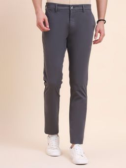 Greenfibre - Men Grey Cotton Lycra Super Slim Pant