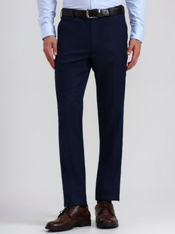 Metal - Men Navy Blue Blended Slim Pant
